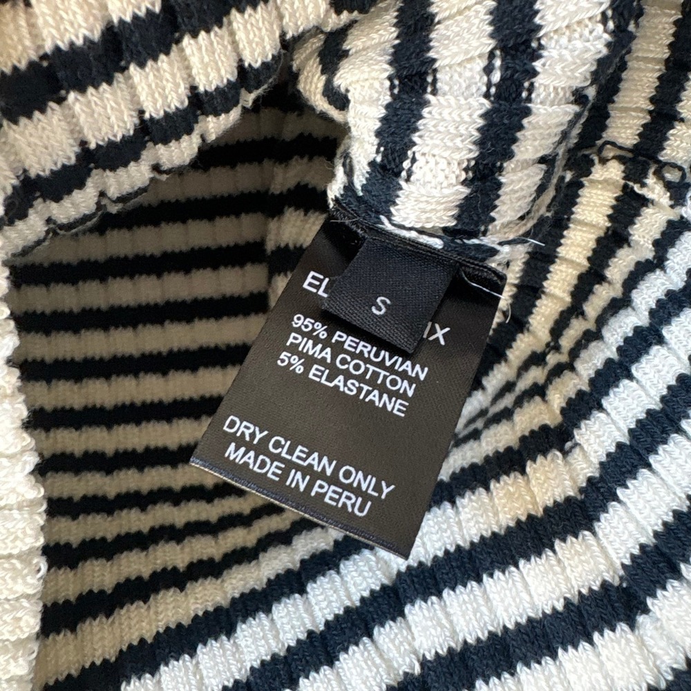 Eleven Six Striped Off‎ Shoulder Knit Sweater Top Navy White Pima Cotton Size S - Picture 7 of 7